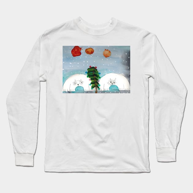 Polar Bears in the Snow Long Sleeve T-Shirt by Rita Winkler